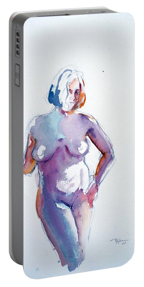 Full Body Portable Battery Charger featuring the painting Standing study by Barbara Pease