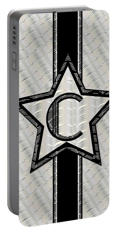 Star Of The Show Art Deco Monogram C Portable Battery Charger featuring the painting Star of the Show Art Deco Monogram C by Cecely Bloom