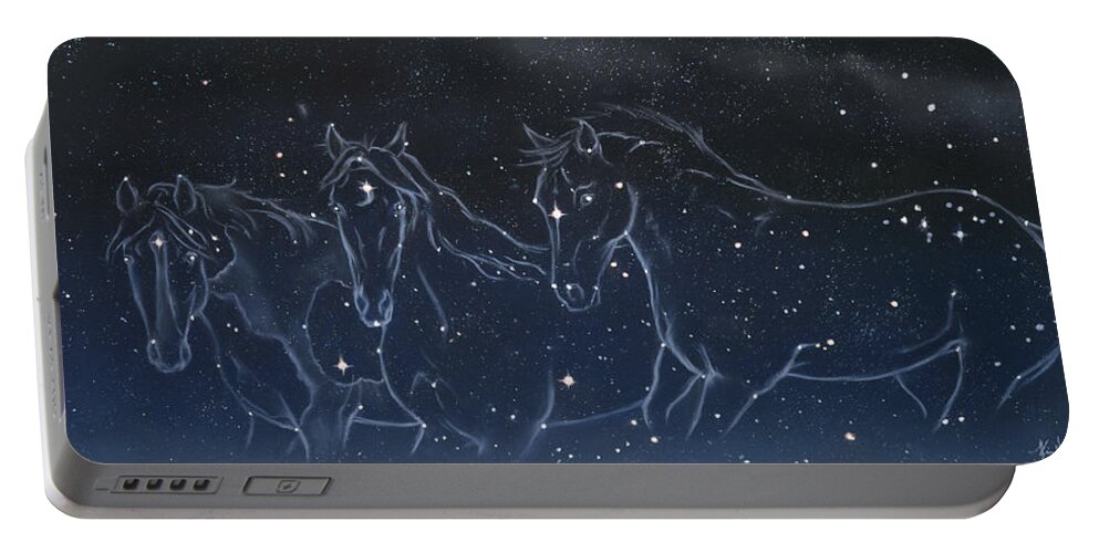 Horses In Stars Portable Battery Charger featuring the pastel Star Spirits by Kim McElroy