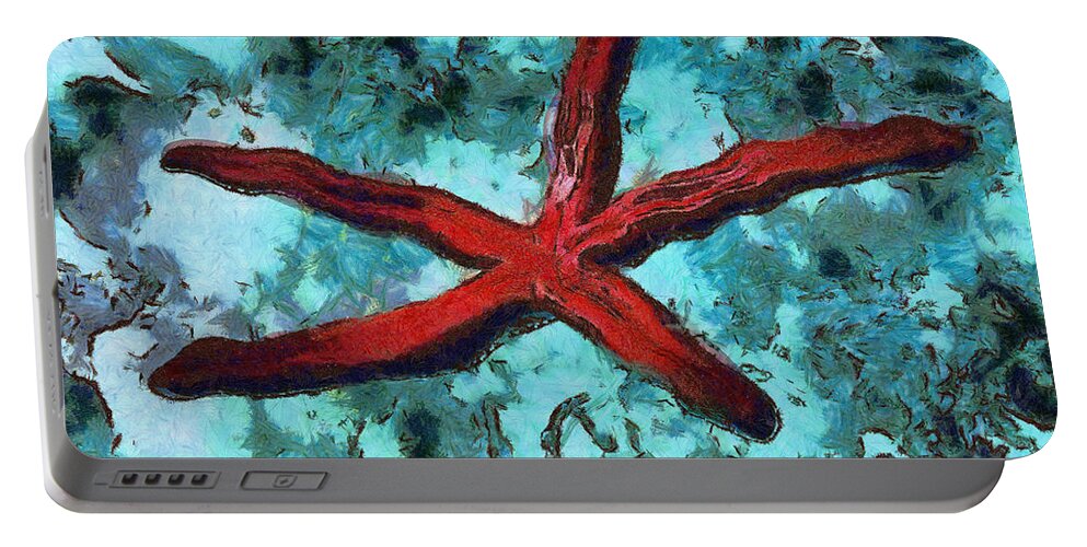 Starfish Portable Battery Charger featuring the photograph Starfish on a glass by Ashish Agarwal