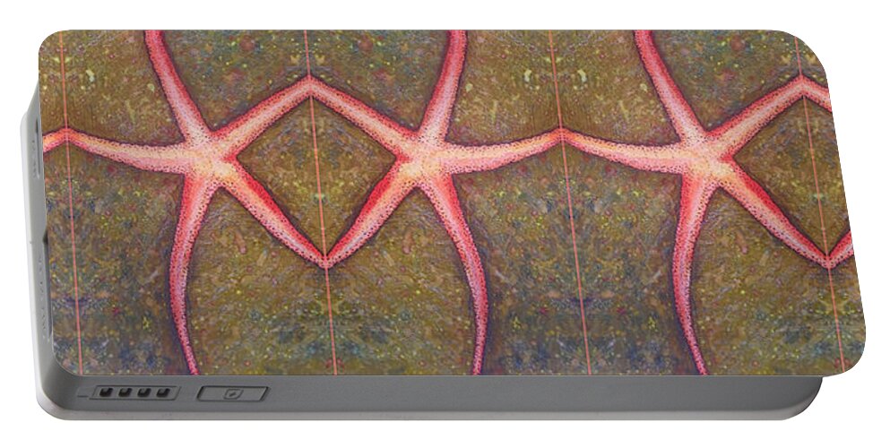 Five Portable Battery Charger featuring the mixed media Starfish Pattern Bar by Mastiff Studios