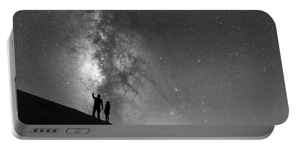 Star Crossed Lovers Portable Battery Charger featuring the photograph Stargazer BW by Michael Ver Sprill