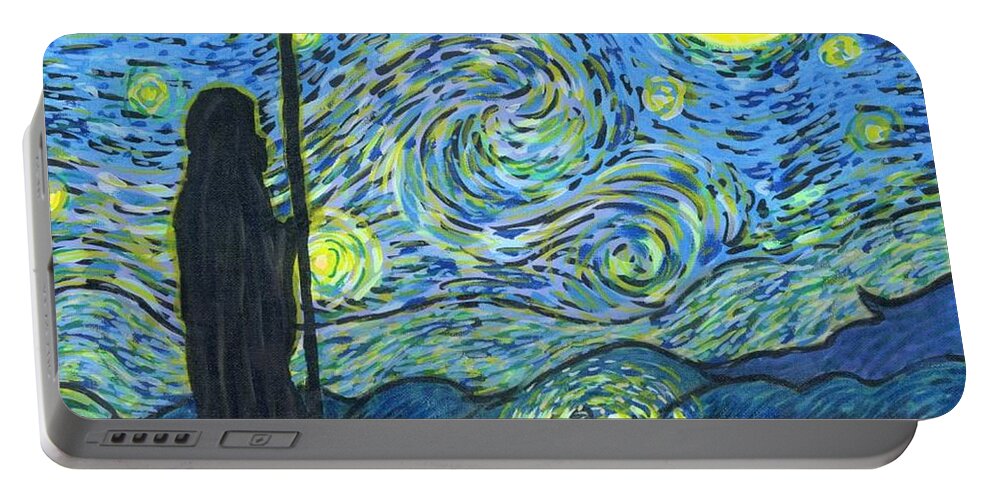 Star Portable Battery Charger featuring the painting Starry Night Bethlehem by Jim Harris