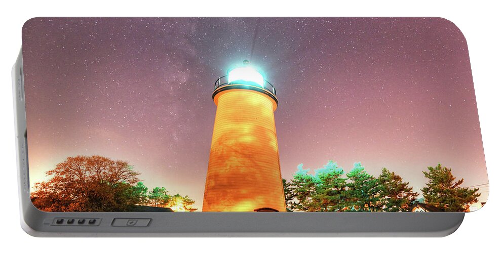 Newburyport Portable Battery Charger featuring the photograph Starry Sky over the Newburyport Harbor Light by Toby McGuire