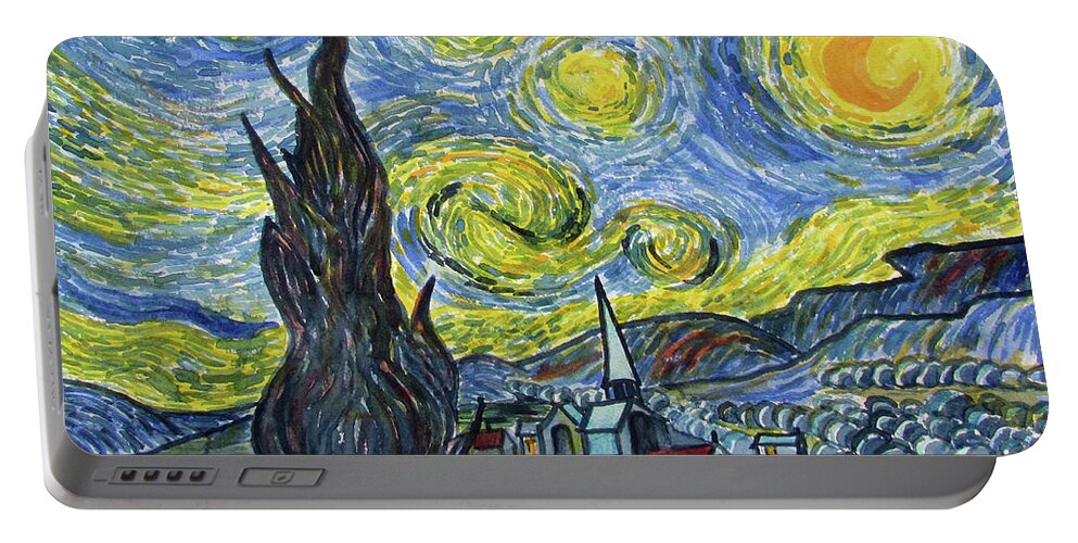 Glenn Marshall Portable Battery Charger featuring the painting Starry, Starry Night by Glenn Marshall