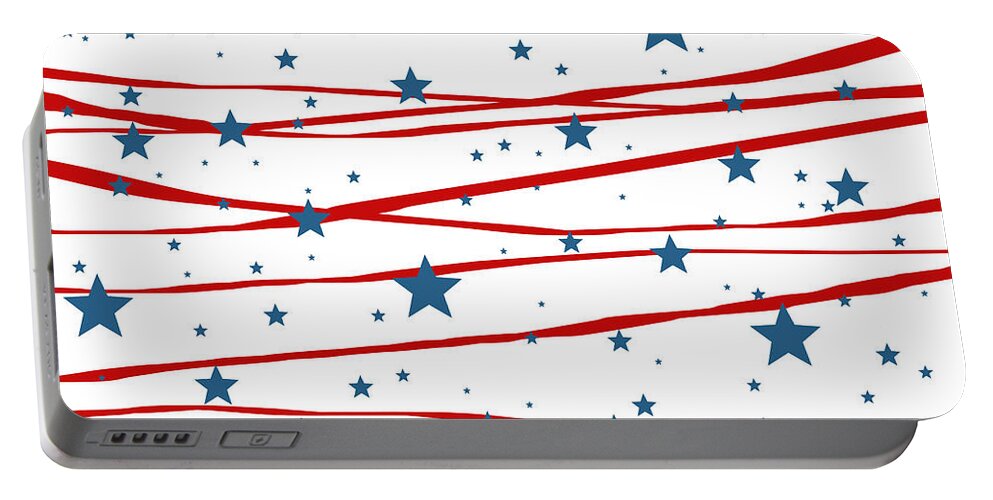 Stars And Stripes Portable Battery Charger featuring the digital art Stars and Stripes by Marianna Mills