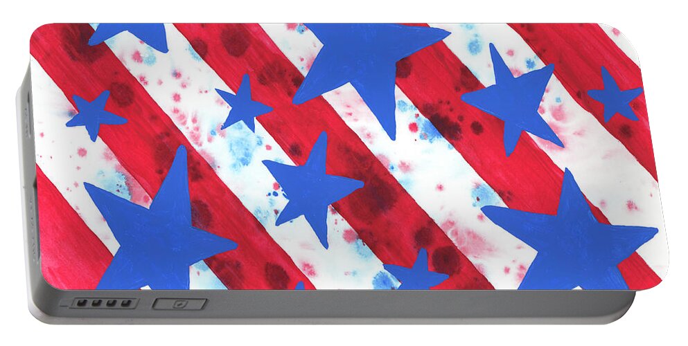 Darice Portable Battery Charger featuring the painting Stars and Strips by Darice Machel McGuire