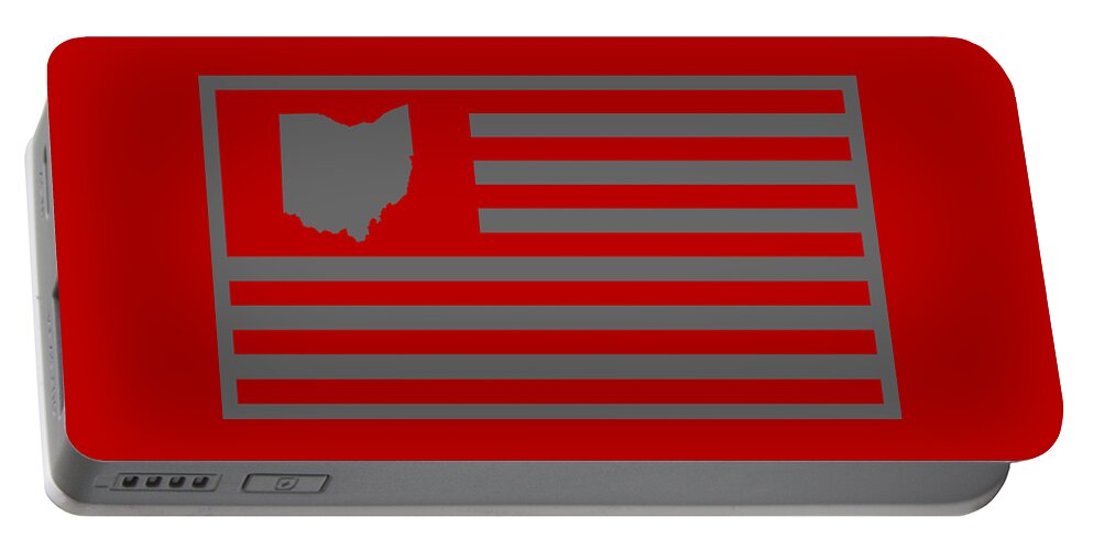 Ohio Portable Battery Charger featuring the digital art State of Ohio - American Flag by War Is Hell Store