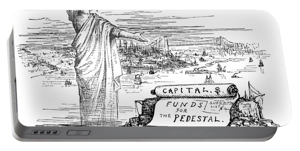 1884 Portable Battery Charger featuring the photograph Statue Of Liberty Cartoon by Granger