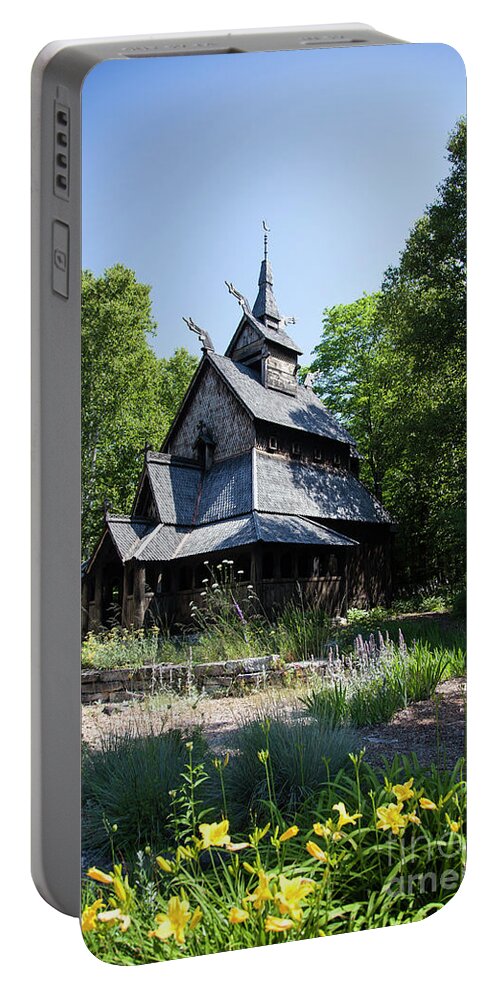 Stavkirke Portable Battery Charger featuring the photograph Stavkirke Church by Timothy Johnson
