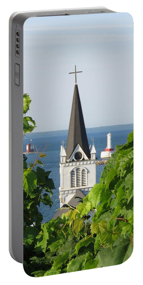 Ste. Anne Portable Battery Charger featuring the photograph Ste. Anne's Steeple by Keith Stokes