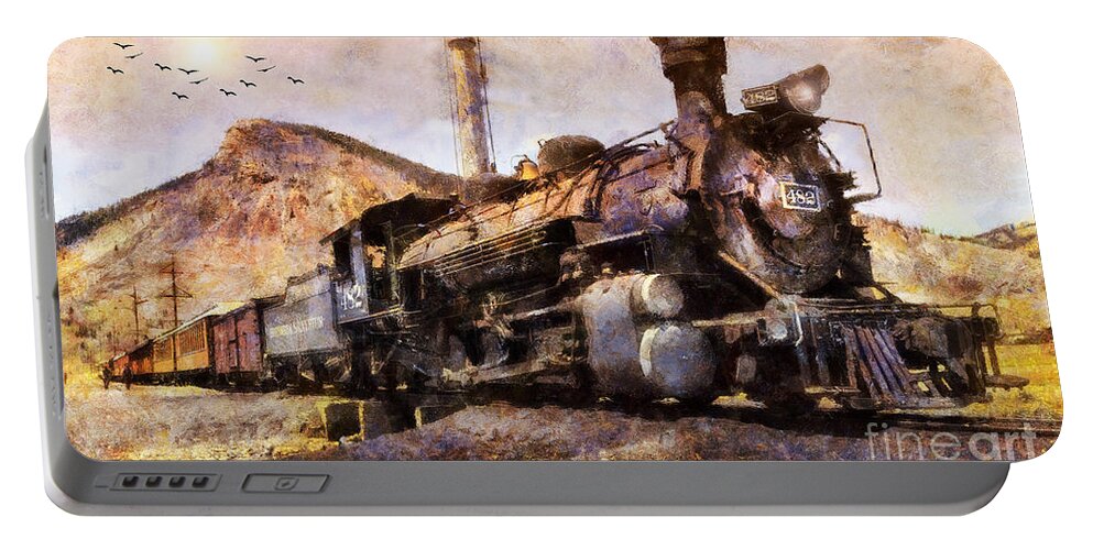 San Juan Mountains Portable Battery Charger featuring the digital art Steam Locomotive by Ian Mitchell