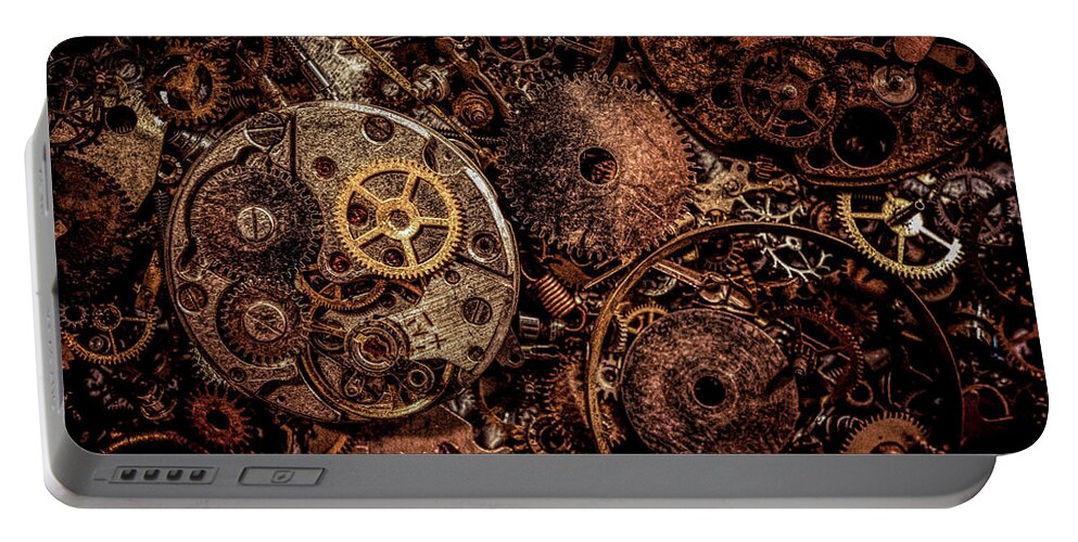 Steampunk Portable Battery Charger featuring the photograph Steampunk - watch part by Lilia S