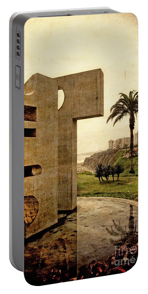 Stelae In The Park Portable Battery Charger featuring the photograph Stelae in the Park - Miraflores Peru by Mary Machare