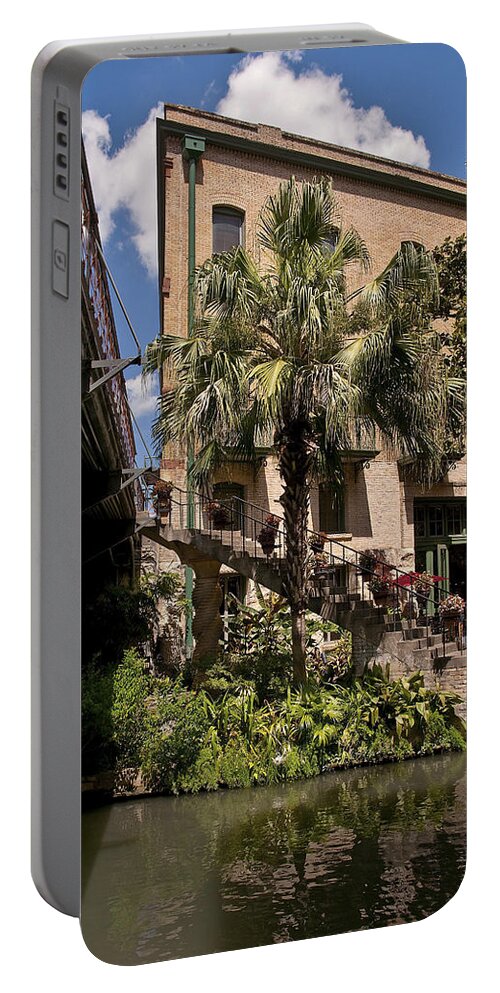 Architecture Portable Battery Charger featuring the photograph Steps to San Antonio Riverwalk by Steven Sparks