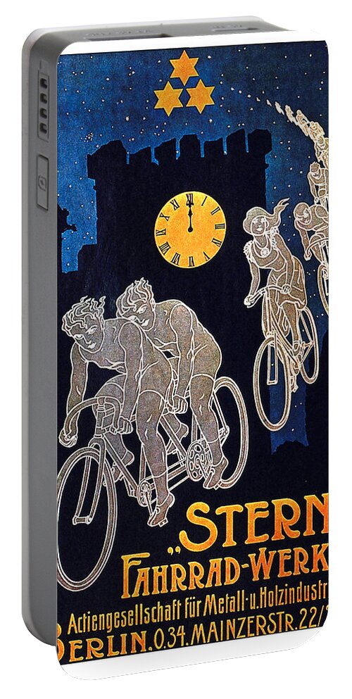 Vintage Portable Battery Charger featuring the mixed media Stern - Fahrrad-Werke - Berlin, Germany - Vintage Advertising Poster by Studio Grafiikka