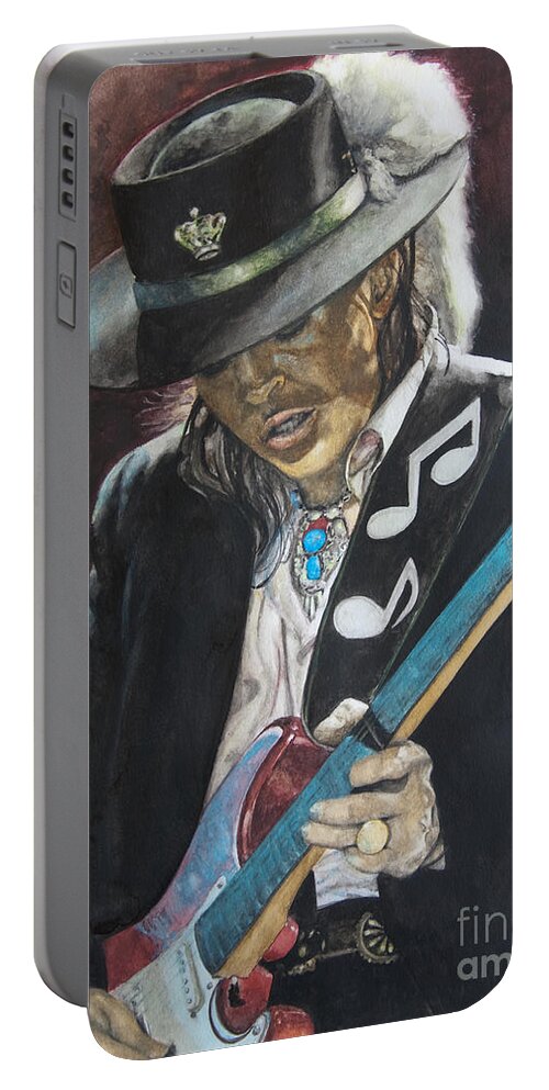 Stevie Ray Vaughan Portable Battery Charger featuring the painting Stevie Ray Vaughan by Lance Gebhardt