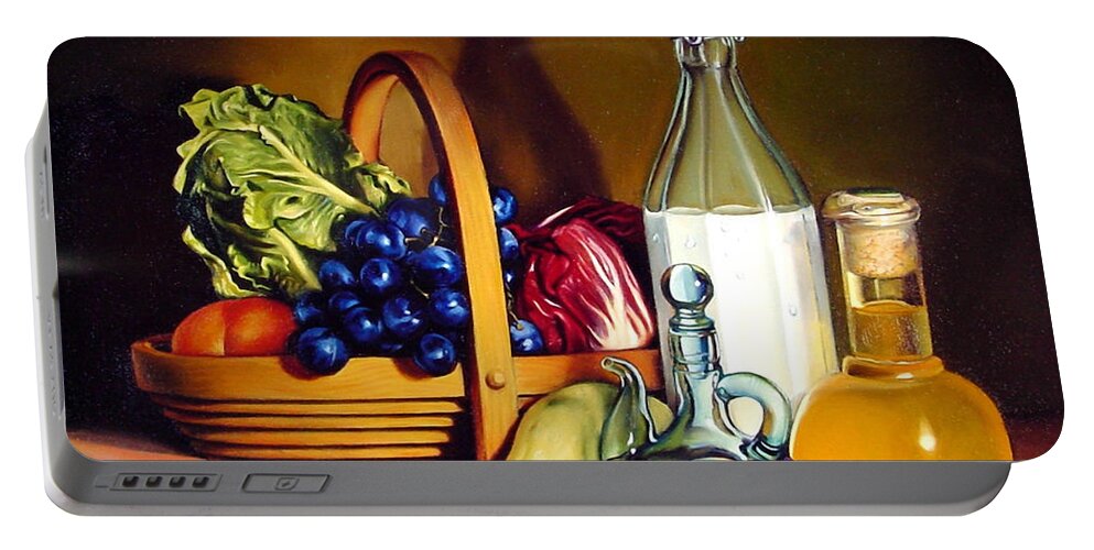 Grapes Portable Battery Charger featuring the painting Still Life in Oil by Patrick Anthony Pierson
