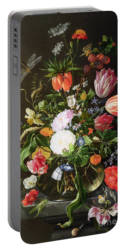 Still Portable Battery Charger featuring the painting Still Life of Flowers by Jan Davidsz de Heem