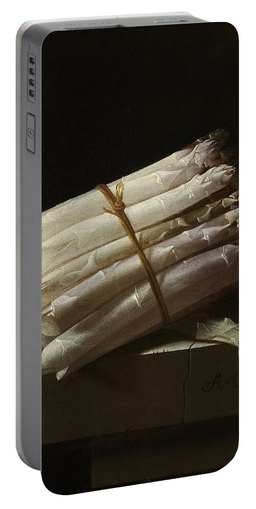 1697 Portable Battery Charger featuring the painting Still Life with Asparagus, 1697 by Vincent Monozlay