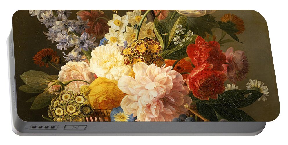 Still Portable Battery Charger featuring the painting Still Life with Flowers and Fruit by Jan Frans van Dael