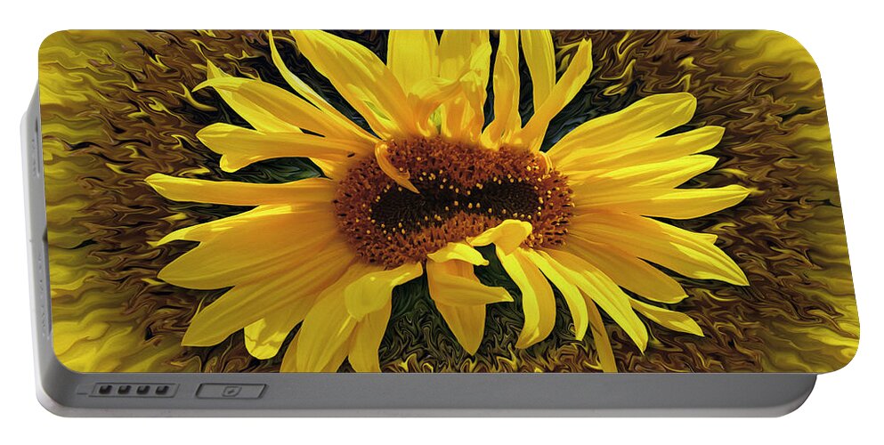 Desert Forest And Garden Portable Battery Charger featuring the digital art Still Life With Sunflower by Becky Titus