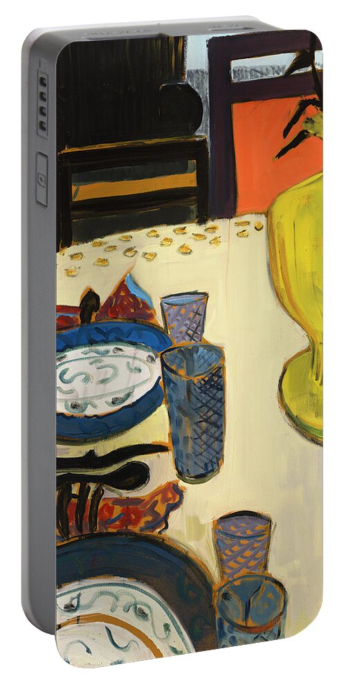 Still Life Portable Battery Charger featuring the painting Still Life with Two Plates by Thomas Tribby