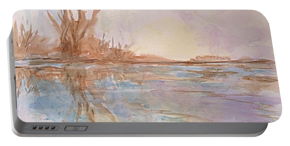 Still Waters Portable Battery Charger featuring the painting Still Waters by Ellen Levinson