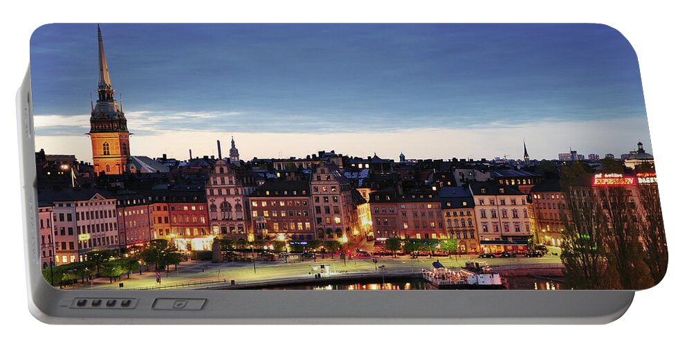 Stockholm Portable Battery Charger featuring the photograph Stockholm by night by Nick Barkworth