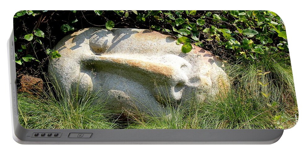 Statuary Portable Battery Charger featuring the photograph Stone-faced by Deborah Crew-Johnson