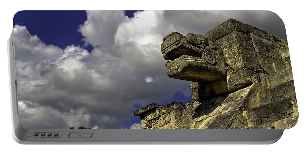 Chichen Itza Portable Battery Charger featuring the photograph Stone Sky and Clouds by Ken Frischkorn