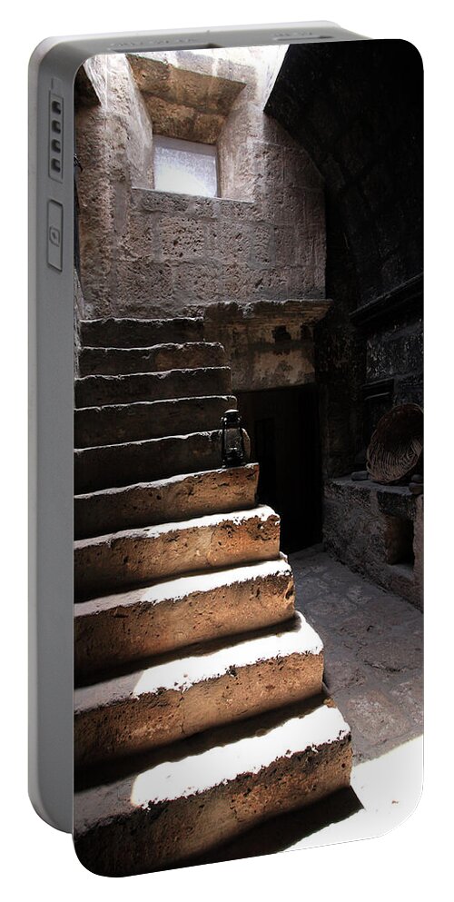 Santa Catalina Monastery Portable Battery Charger featuring the photograph Stone Stairs At Santa Catalina Monastery by Aidan Moran