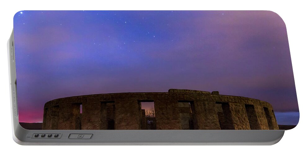 Night Portable Battery Charger featuring the photograph Stonehenge Sunrise by Cat Connor