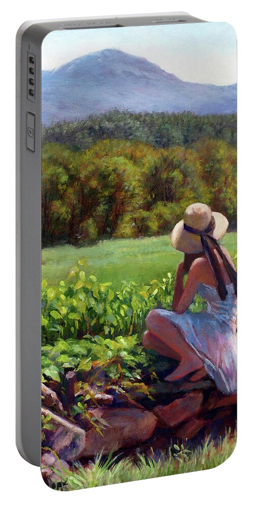 Sunhat Portable Battery Charger featuring the painting Stonewall Lookout by Marie Witte