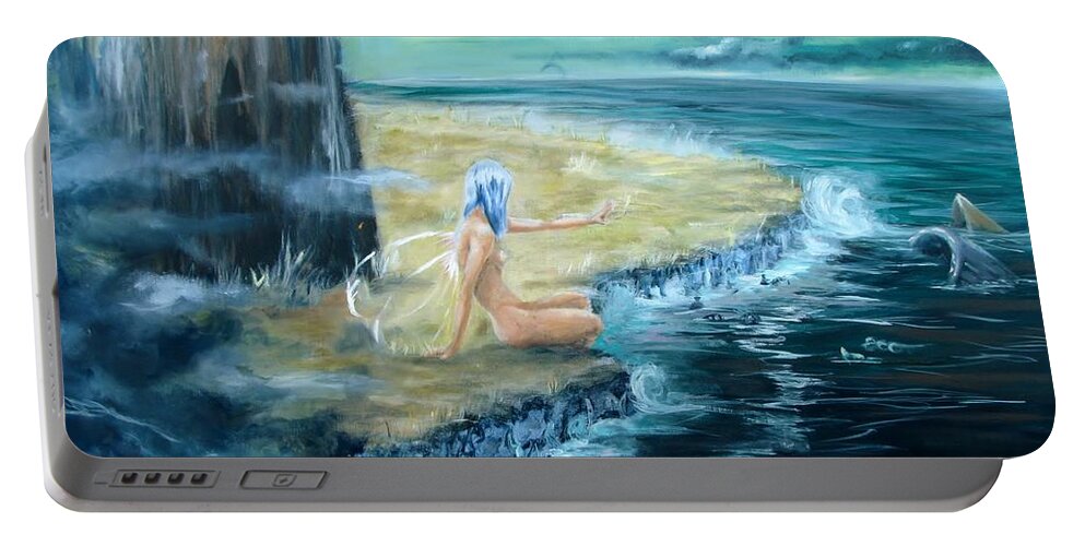 Gaia Portable Battery Charger featuring the painting Stop In The Name Of Gaia by Patricia Kanzler