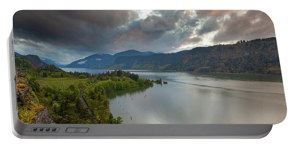 Hood River Portable Battery Charger featuring the photograph Storm Clouds over Hood River by David Gn