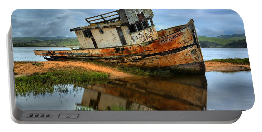 Boat Portable Battery Charger featuring the photograph Storm Clouds Over The S S Point Reyes by Adam Jewell