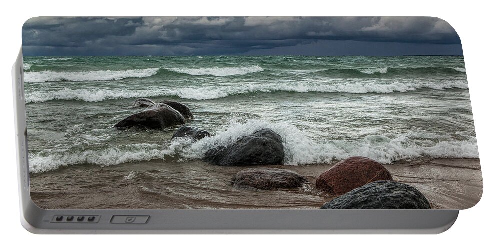 Sturgeon Bay Portable Battery Charger featuring the photograph Storm on Sturgeon Bay by Randall Nyhof