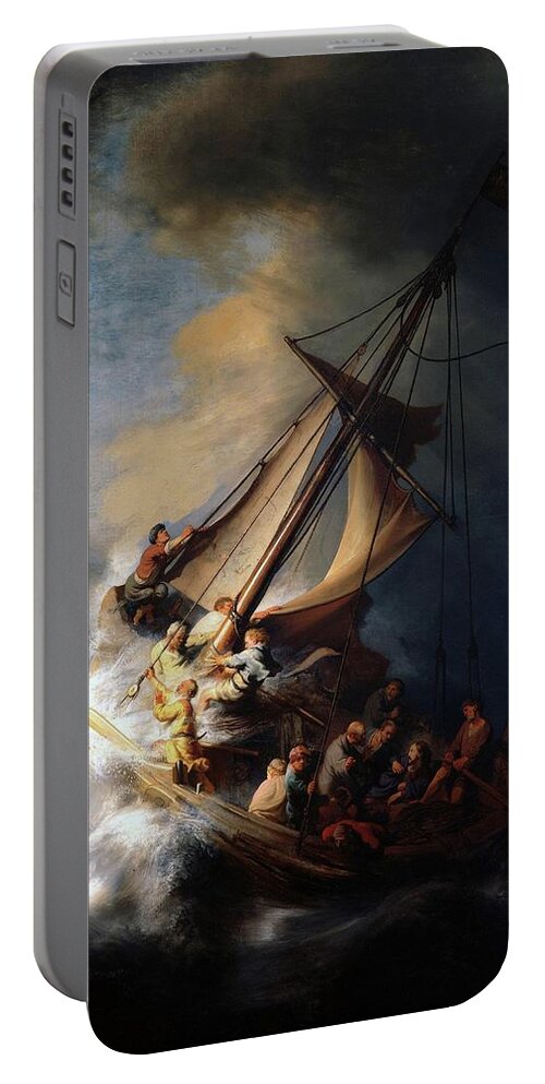 Rembrandt Portable Battery Charger featuring the painting Storm on the Sea of Galilee by Rembrandt van Rijn