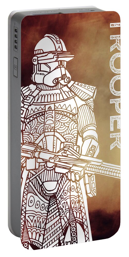 Stormtrooper Portable Battery Charger featuring the mixed media Stormtrooper - Star Wars Art - Brown by Studio Grafiikka