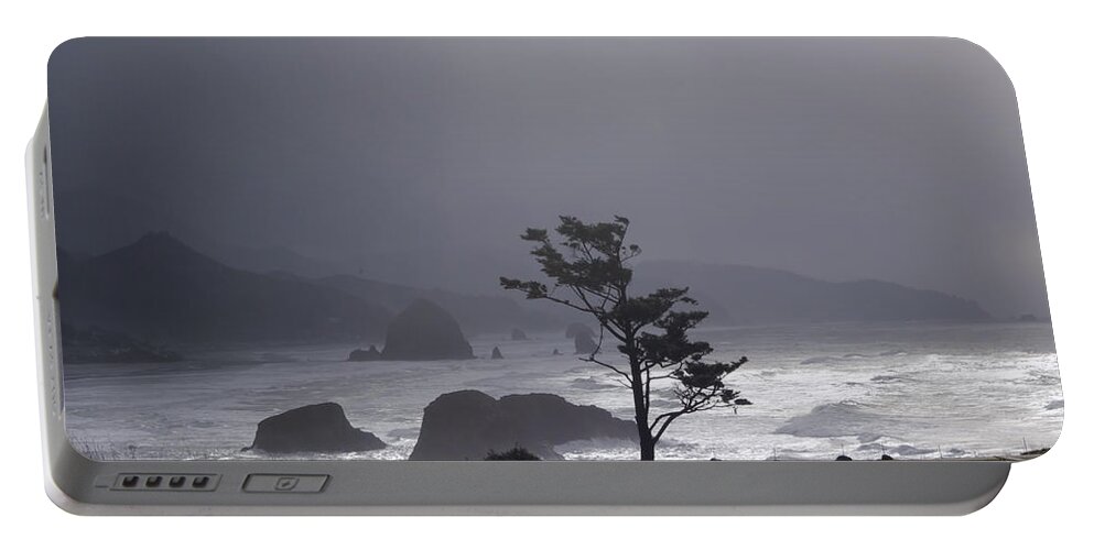 Pacific Ocean Portable Battery Charger featuring the photograph Stormy Beach by Cathy Anderson