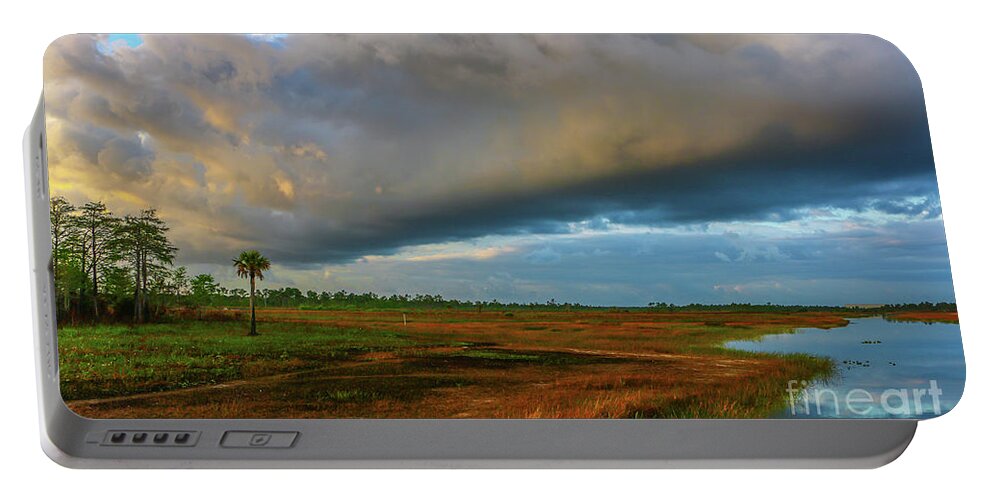 Storm Portable Battery Charger featuring the photograph Stormy Marsh by Tom Claud