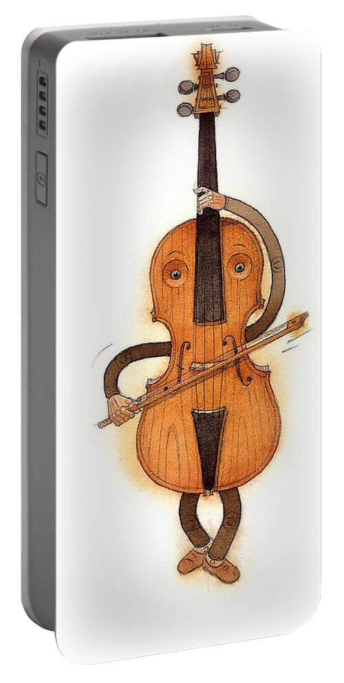 Violin Music Baroque Classical Portable Battery Charger featuring the painting Stradivarius Violin by Kestutis Kasparavicius