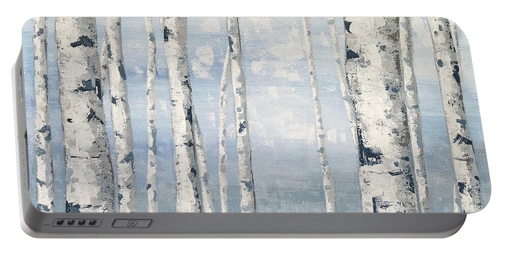 Birch Portable Battery Charger featuring the painting Straight and Narrow by Annie Troe