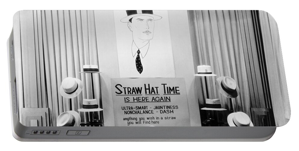 1920s Portable Battery Charger featuring the photograph Straw Hat Day Display by Underwood Archives