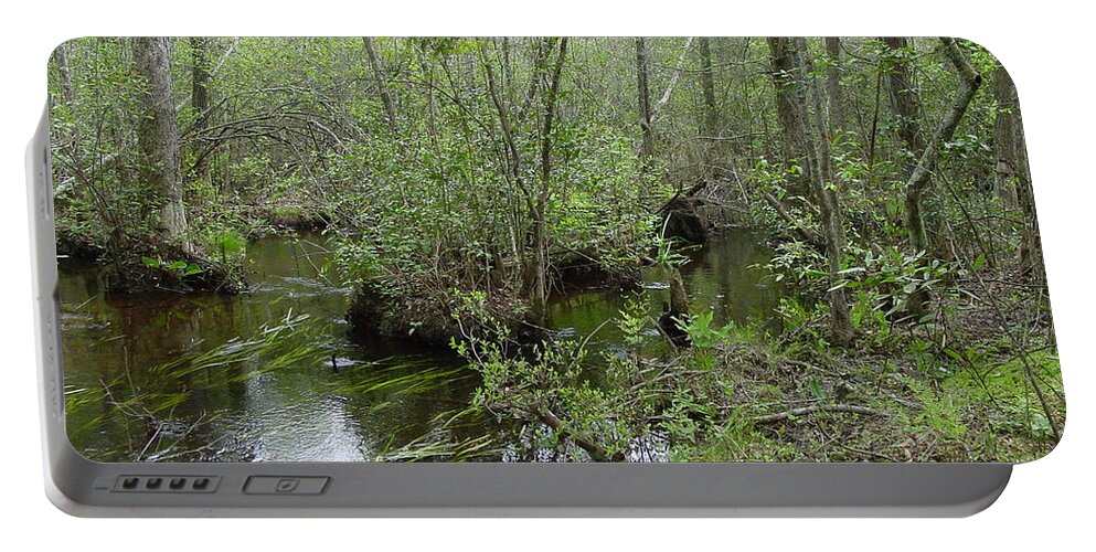 Stream Portable Battery Charger featuring the photograph Stream in the Forest by Quwatha Valentine