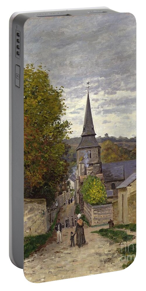 Street In Sainte-adresse Portable Battery Charger featuring the painting Street in Sainte Adresse by Claude Monet