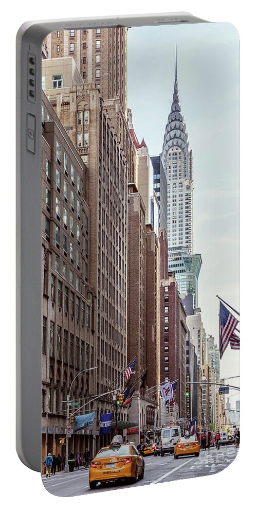5th Avenue Portable Battery Charger featuring the photograph Street view with Chrysler building, New York, USA by Matteo Colombo