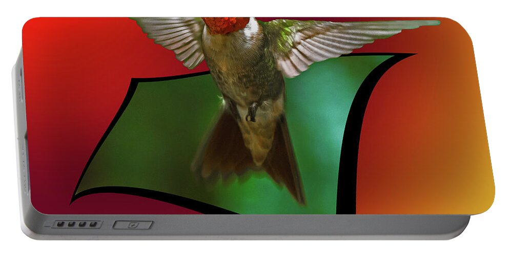 Ruby-throated Hummingbird Portable Battery Charger featuring the photograph Stretching my wings by Robert L Jackson