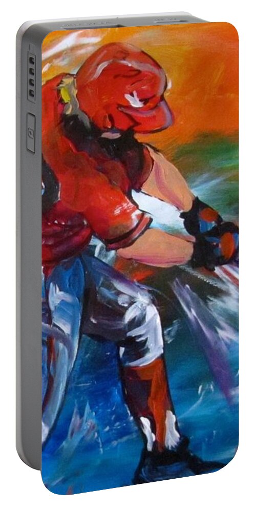 Baseball Portable Battery Charger featuring the painting Strike by Barbara O'Toole
